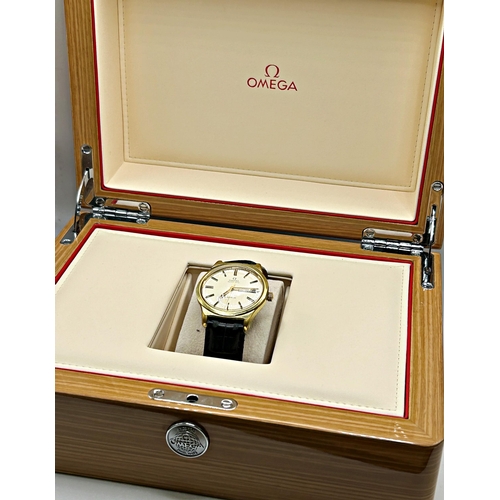 358 - 1970s Omega Genève Automatic gold plated gents wristwatch, 36mm case, champagne dial with baton mark... 