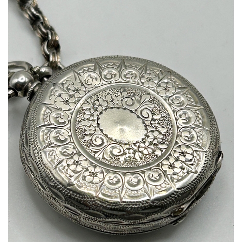 361 - Antique '935' silver fob watch for the Turkish market, 35mm case, jewelled enamel dial, converted to... 