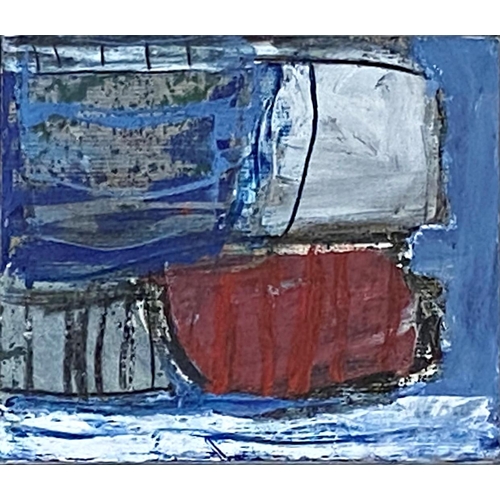 1373 - Peter Joyce (b.1964) - Abstract landscape, unsigned, acrylic on card, 15cm x 12.5 cm