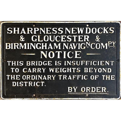 1188 - Old cast iron sign inscribed 'Sharpness New Docks & Gloucester & Birmingham Navigation Company, Noti... 