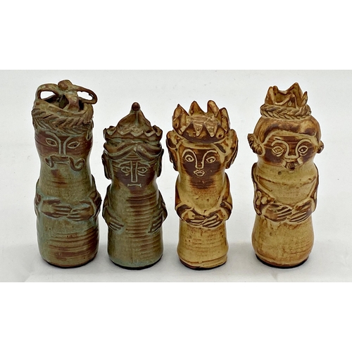 419 - Charming studio pottery complete chess set, height of king 10cm