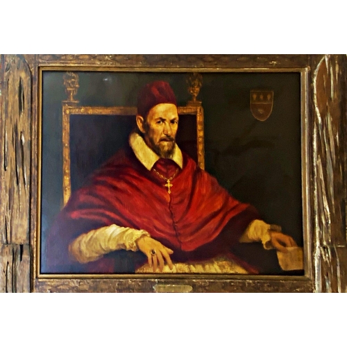 1554 - After Diego Velazquez (1599 - 1660) - 'Pope Innocent X', seated portrait with crest top right, oil o... 