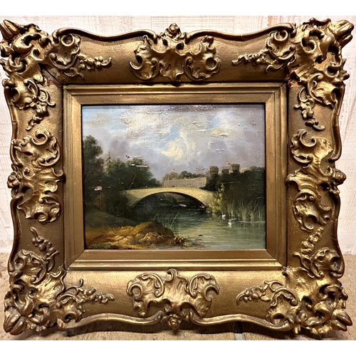 1522 - Sir Edwin Landseer (1802-1873) - 'Warwick Castle', signed, oil on panel, 22 x 30cm, giltwood frame