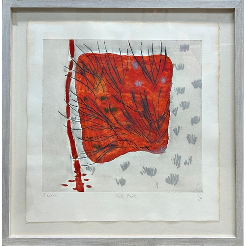 1356 - Ursula Leach (20th/21st century) - 'Red Path', signed, Artist Proof colour etching, 41 x 43cm, frame... 