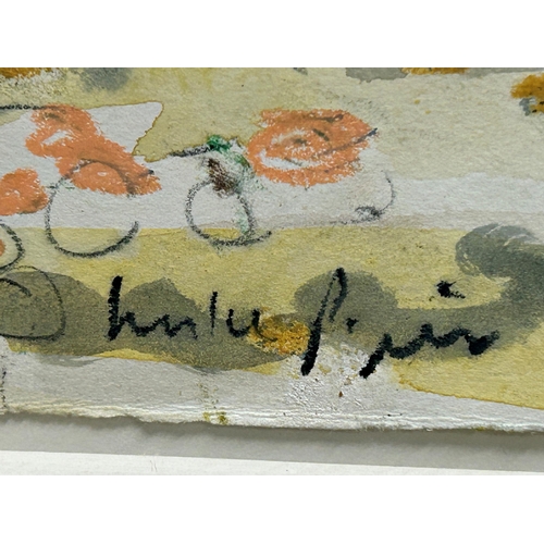 1359 - Luke Piper (born 1966) - boats on a pebble beach, signed and dated '05, mixed media on paper, 19x 38... 