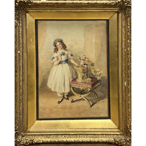 1526 - H* Stuart (19th century) - Naïve portrait of Lady James Smart, signed and dated 1837, watercolour, 2... 