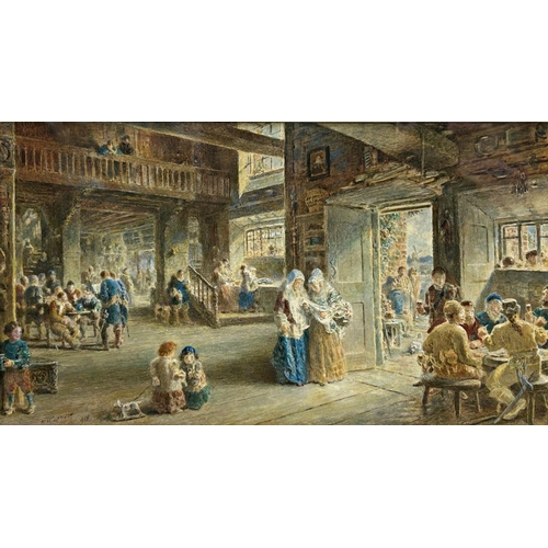 1527 - Francis Wilfred Lawson (1842-1935) - Interior tavern scene, signed and dated 1913, watercolour, 17 x... 