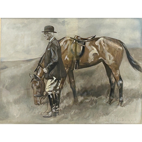 1529 - Lionel Edwards (1878-1966) - Portrait of a horse and gentleman rider, signed, inscribed 'To Dr Foste... 