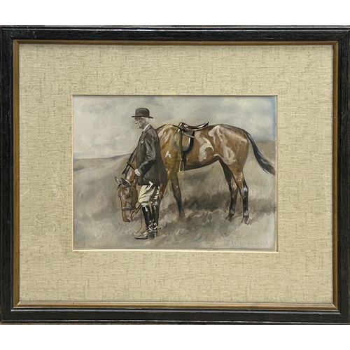 1529 - Lionel Edwards (1878-1966) - Portrait of a horse and gentleman rider, signed, inscribed 'To Dr Foste... 