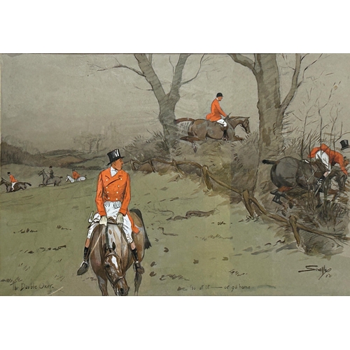 1530 - Charles Johnson Payne 'Snaffles' (1884-1967) - 'The Double Oxer, Go At It Or Go Home', signed and da... 