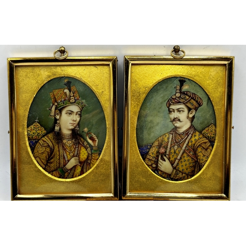 1503 - 19th century Moghul school - pair of bust portraits, one inscribed verso 'Amir Jahan then of Jeham',... 