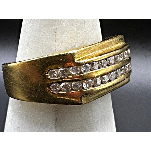 303 - 18ct diamond signet ring, with two rows of diamond chips, size k, 5.5g