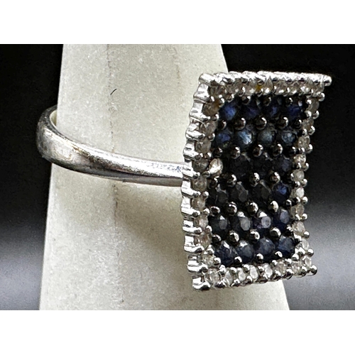 304 - 15k Art Deco style diamond and sapphire signet type ring, size J, 4.2g (one sapphire vacant)