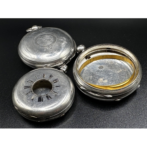 368 - Three silver pocket watch cases, 144g (af)