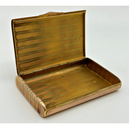 330 - Exceptional quality Russian Samorodok 14k bicolour engine turned cigarette case by Karl Bok (of Fabe... 