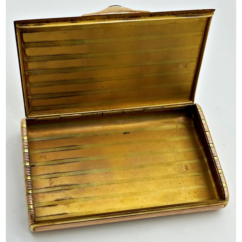 330 - Exceptional quality Russian Samorodok 14k bicolour engine turned cigarette case by Karl Bok (of Fabe... 