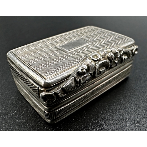 190 - George III engine turned silver vinaigrette, gilt interior with floral engraved grille, maker Thomas... 