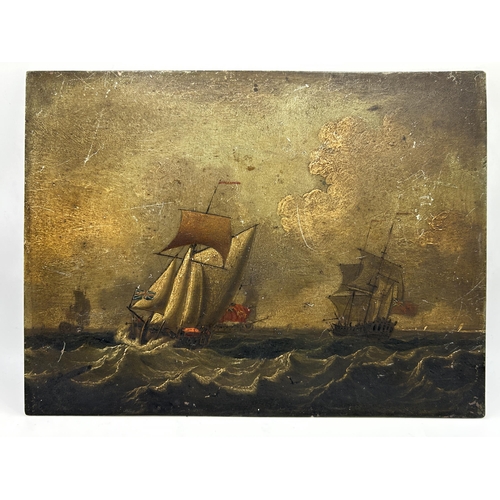 1513 - Late 18th century school - Marine landscape, unsigned, oil on copper, 15.5 x 22cm