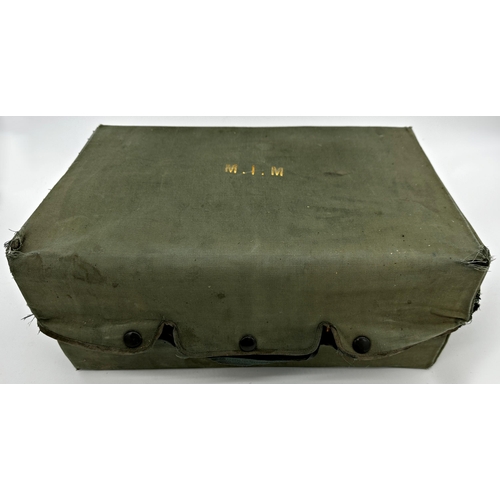 188 - Exceptional quality Edwardian racing green leather vanity case, with canvas protector, enclosing eig... 