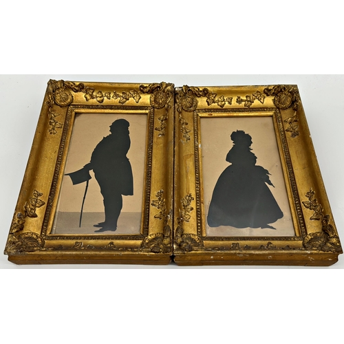 1505 - John Gapp of Brighton (fl. 1827-1840) - Silhouette portrait of a standing gentleman and his partner,... 