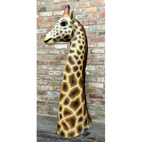 1312 - Quirky novelty giraffe neck and head bust, floor or wall mountable sculpture, cast resin, 165cm high