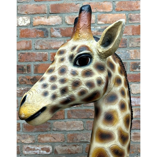 1312 - Quirky novelty giraffe neck and head bust, floor or wall mountable sculpture, cast resin, 165cm high