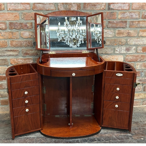 1322 - Interesting Starbay furniture teak metamorphic dressing chest in the form of an oval cylinder barrel... 