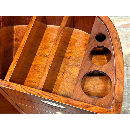 1322 - Interesting Starbay furniture teak metamorphic dressing chest in the form of an oval cylinder barrel... 