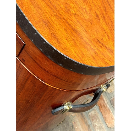 1322 - Interesting Starbay furniture teak metamorphic dressing chest in the form of an oval cylinder barrel... 