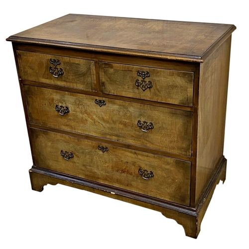 1400 - Early 20th century burr walnut veneered chest of drawers the moulded cross banded top over two short... 