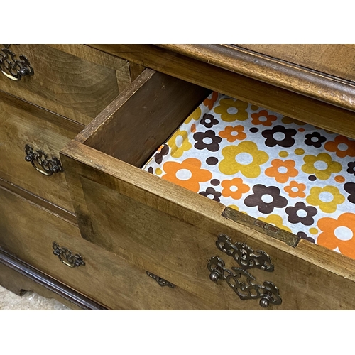 1400 - Early 20th century burr walnut veneered chest of drawers the moulded cross banded top over two short... 