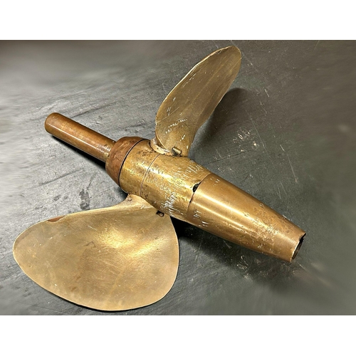 1176 - Good cast brass Torpedo propeller, 31cm long