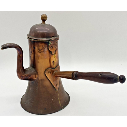 1171 - Georgian copper coffee pot, 34cm high