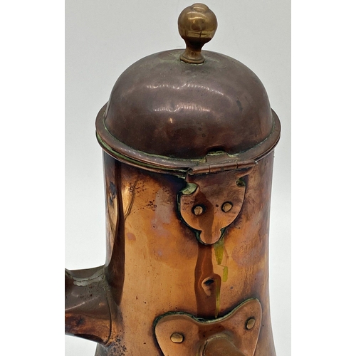 1171 - Georgian copper coffee pot, 34cm high