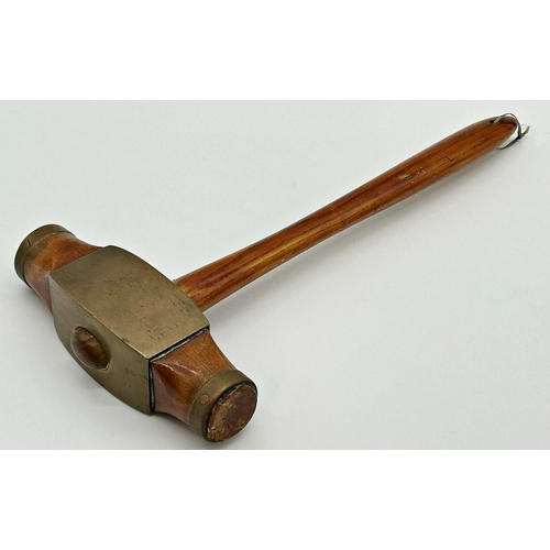 1141 - Large fruitwood and bronze applied ceremonial gavel, 40cm long