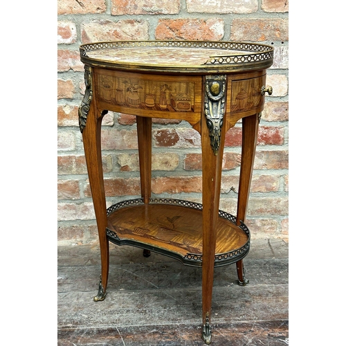 1407 - Exceptional quality French 19th century marble top jardiniere stand with raised pierced gallery over... 