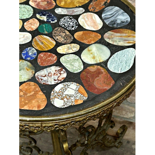 1408 - A good quality 19th century Italian Pietra Dura specimen wine table, the circular top inlaid with va... 