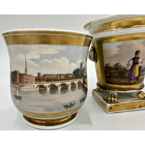 1026 - Good 19th century Worcester Grainger Lee & Co baluster mug, hand painted with a Venetian landscape, ... 