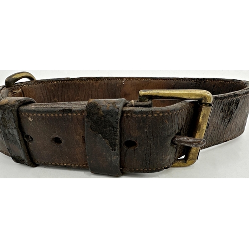 1123 - Antique leather dog collar with blank brass plaque