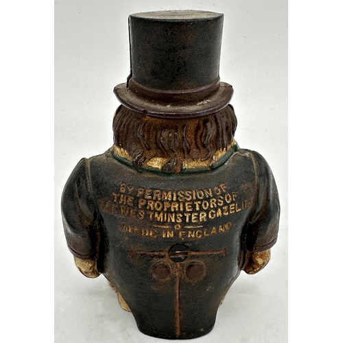 1194 - Boer War figural cast iron money box, inscribed 'Transvaal Money Box' and 'By Permission Of The Prop... 