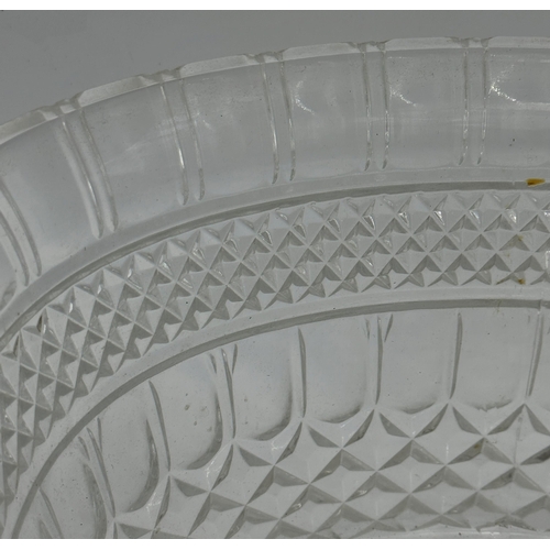 1031 - Good quality cut glass jardinière or footbath, 38cm long x 19cm high