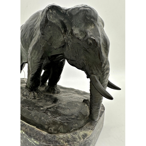 429 - E M Alexander (19th/20th Century) - tethered elephant, signed and dated 1926, bronze sculpture on po... 