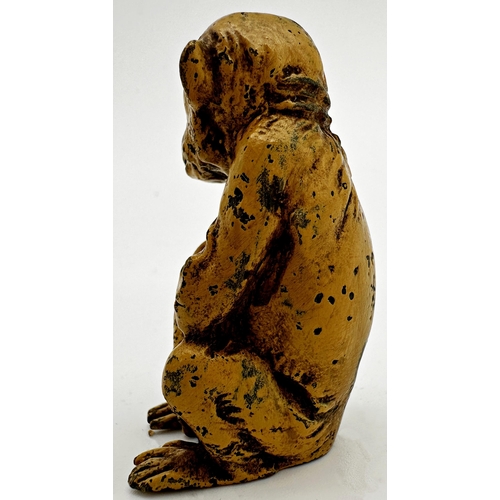 437 - Bergman Austrian cold painted bronze study of seated monkey, Bergman stamp to base, 6cm high