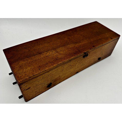 394 - Antique Swiss walnut cased music box, 37cm long,