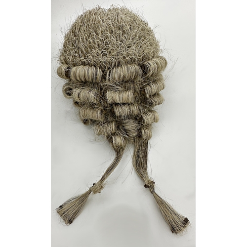 487 - 19th century barrister wig, property of Mr Registrar Bull, the wig by Ravenscroft, in a lacquered me... 