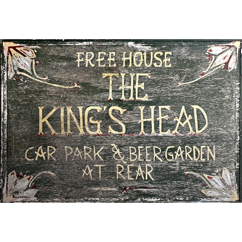 1488 - Large vintage handpainted pub sign for 'The Kings Head, Freehouse', 210 x 122cm plus additional smal... 