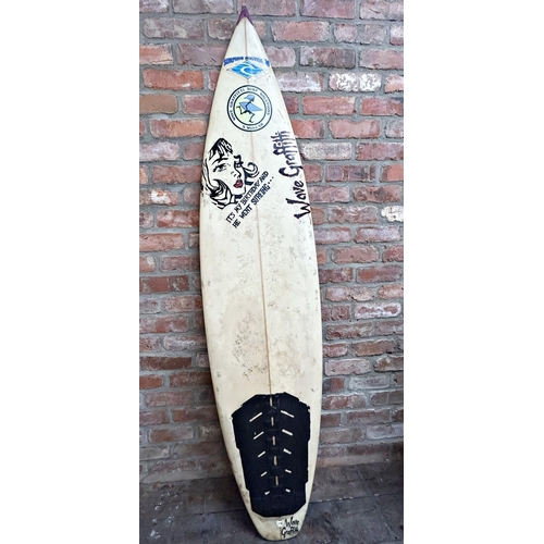 1299 - Cool vintage Wave Graffiti of South Wales surfboard, 200cm long