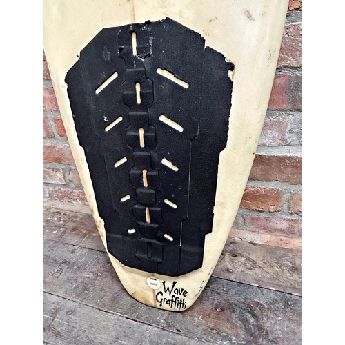 1299 - Cool vintage Wave Graffiti of South Wales surfboard, 200cm long