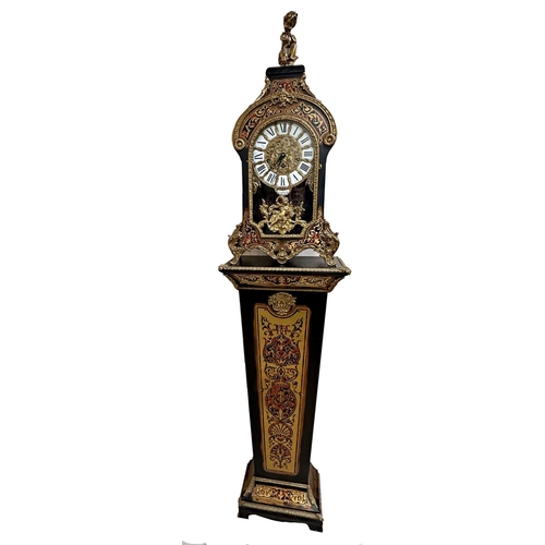 384 - Impressive Tiffany boulle bracket clock on pillar stand, the three train dial clock with inset ename... 