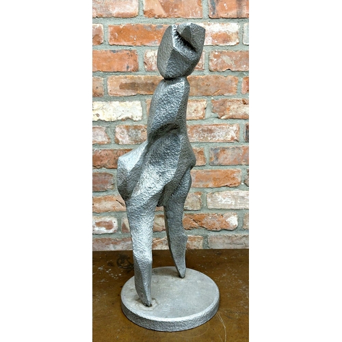 1349 - 20th century school - standing figure, aluminium coated maquette, unsigned, circa 1950, 60cm high